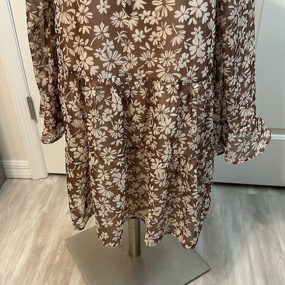 PEACH LOVE CALIFORNIA BOHO FLORAL SHIMMER THREADED DRESS GUC SZ M VERSATILE - Picture 5 of 12